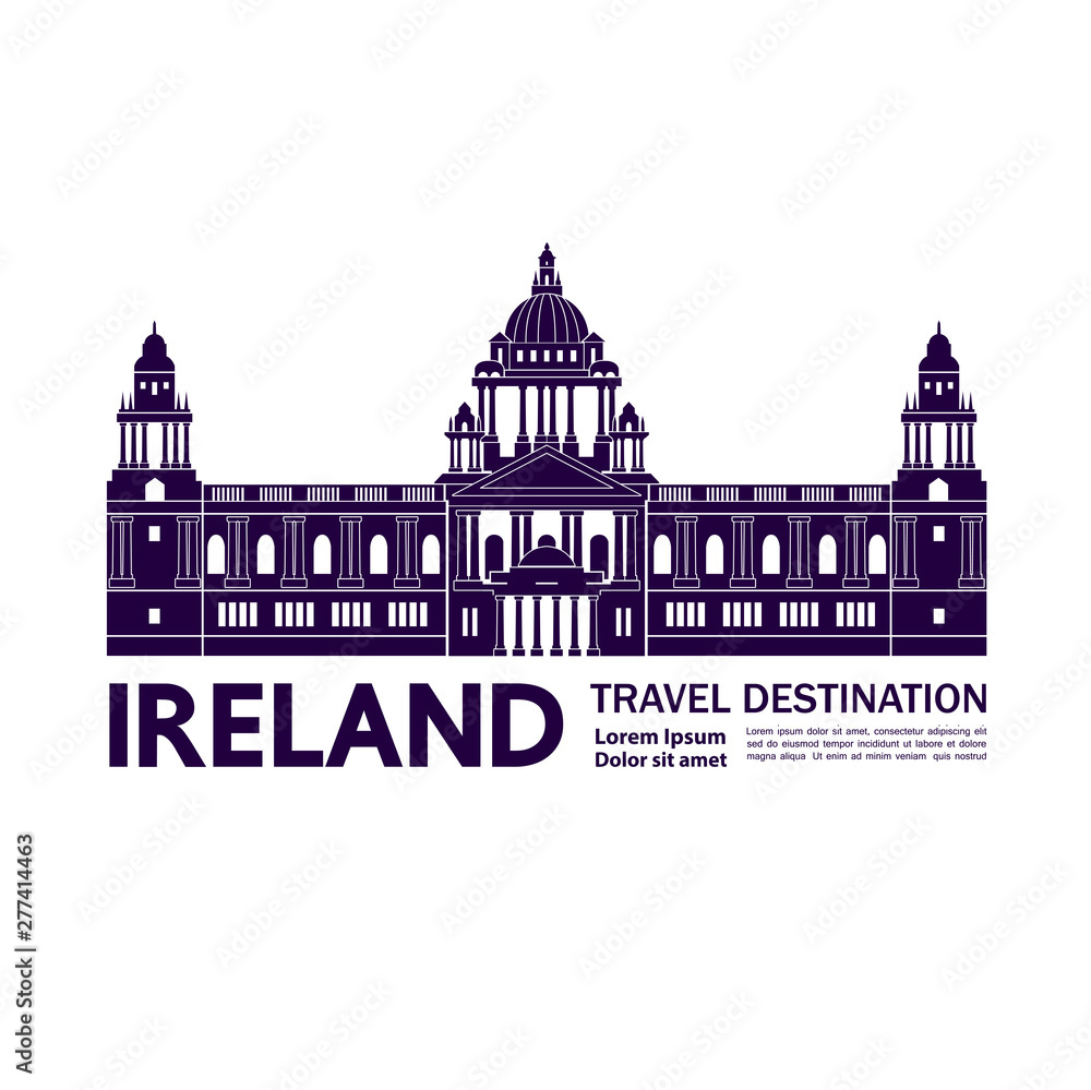 Ireland travel destination grand vector illustration.