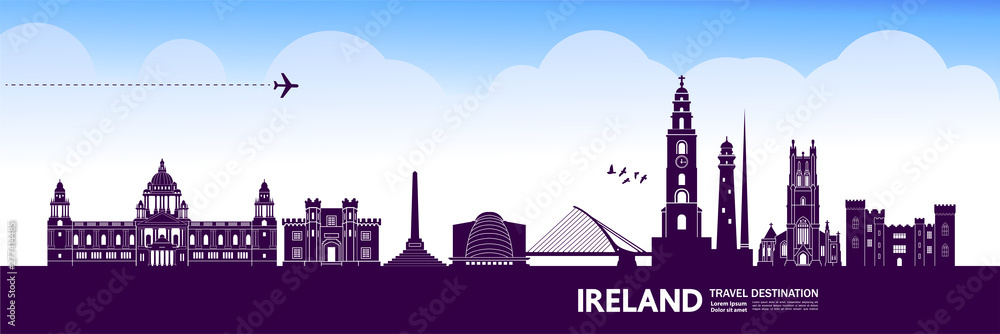 Obraz premium Ireland travel destination grand vector illustration.