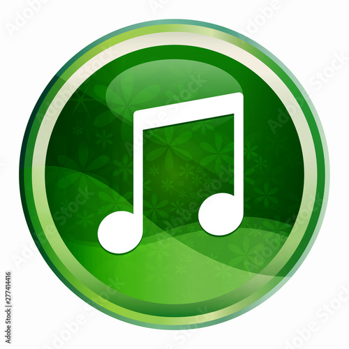 Music note icon Natural Green Round Button photo