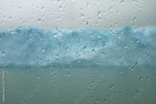 Water Droplets on Cruise Ship Glass Window, Perito Moreno Glacier, Lake Argentino, El Calafate, Patagonia, Argentina