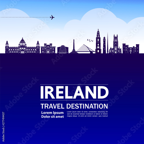 Photography Ireland travel destination grand vector illustration.