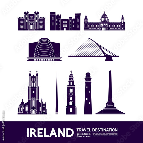 Ireland travel destination grand vector illustration.