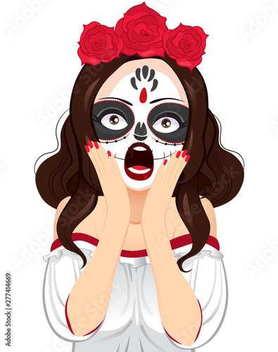 Woman with skull painting s...