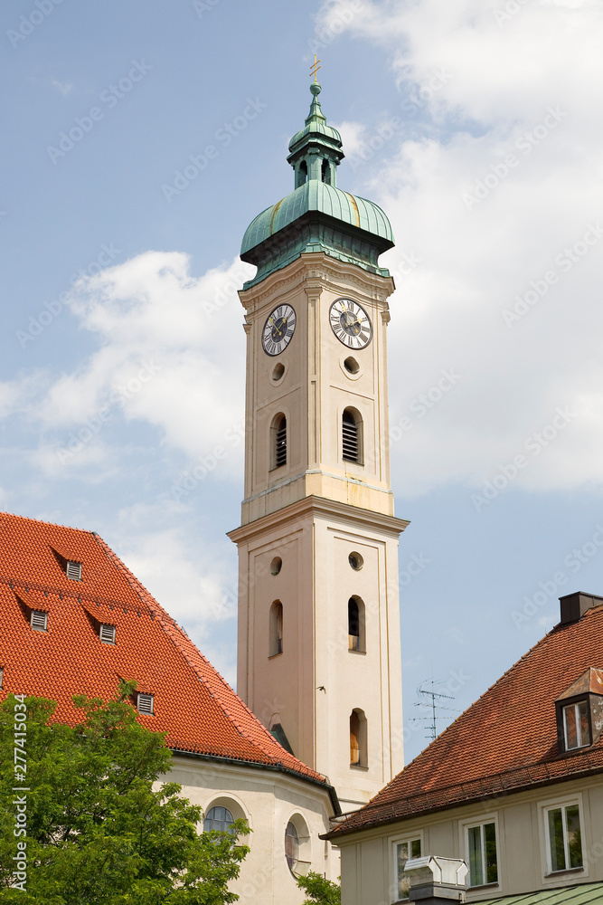 Heilig Geist Kirche tower church, in Munich, Germany.