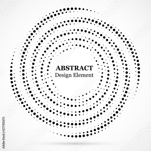 Black abstract vector circle frame halftone dots design element.Halftone effe...