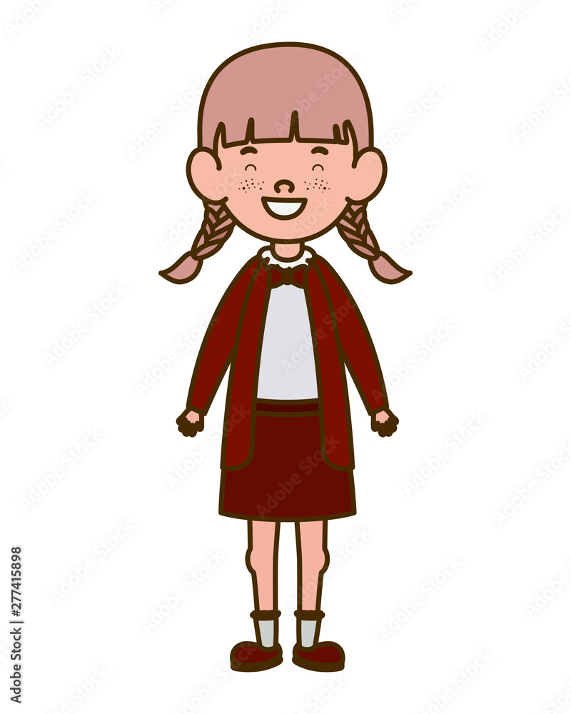 student girl standing smiling on white background student girl standing smiling on white background