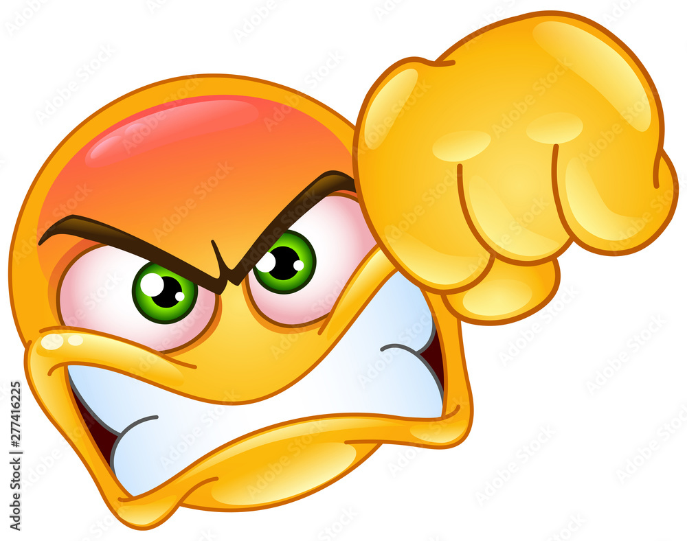Angry emoji emoticon showing a punch fist gesture Stock Vector Adobe