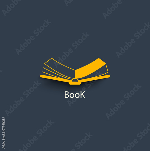 Open book - symbol of education, learning new knowledge in library. Bookstore sign. Reading as the way to relax. Vector illustration.