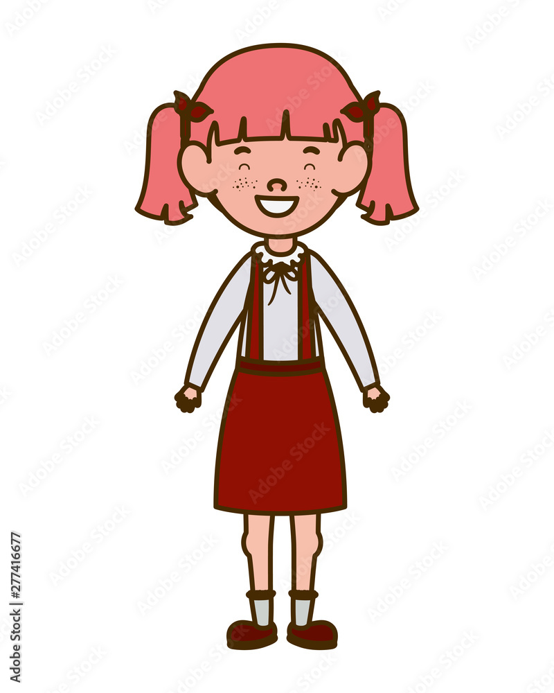student girl standing smiling on white background student girl standing smiling on white background