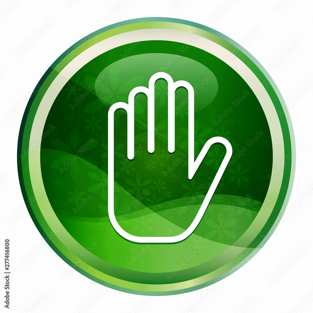 Stop hand icon Natural Green Round Button Stop hand icon Natural Green Round Button