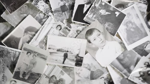 Old turning around photos on retro background