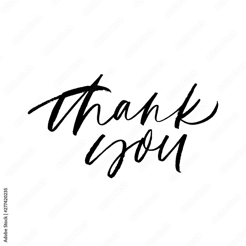 Thank you handwritten ink pen vector lettering. Gratitude expression, polite saying. Thank you handwritten ink pen vector lettering. Gratitude expression, polite saying.