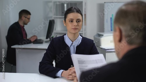 Wallpaper Mural Female manger presenting report to boss, marketing research, data analysis Torontodigital.ca