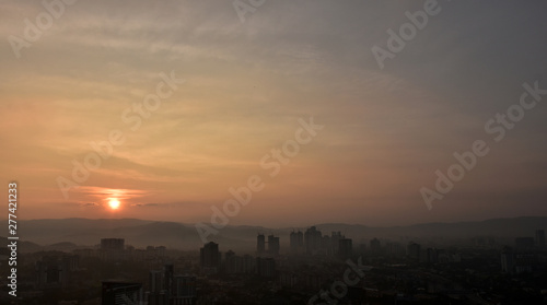 Photography Sun rise over the hills of Kuala Lumpur
