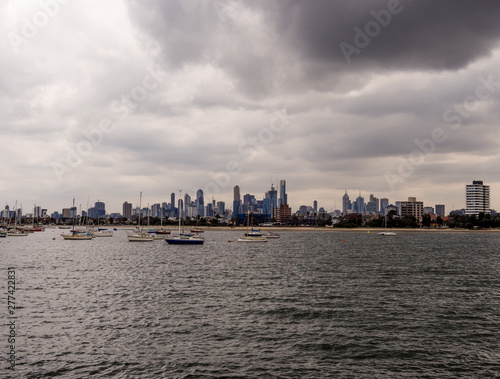 View of St Kilda and pleaseure yachts from St Kilda tourist pier  St Kilda  Melbourne  South Australia