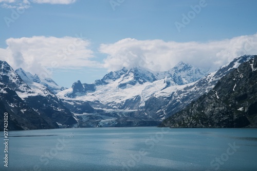 Summer Day in Glacier Bay National Park and Preserve Alaska. Mountains, valley, ice, and snow