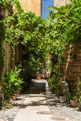 Narrow streets in the old city-fortress in Baku