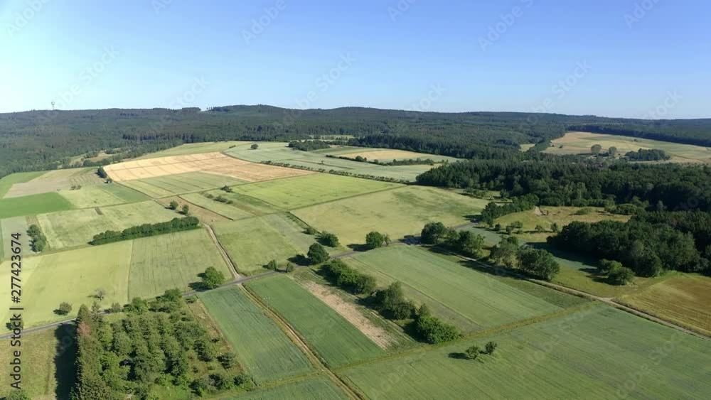 Aerial view, Flight over Agricultural areas, Meadows, forests. Hesse, Germany Aerial view, Flight over Agricultural areas, Meadows, forests. Hesse, Germany