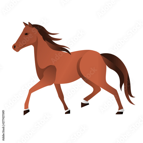 Single basic simple horse illustration in brown natural color. vector 