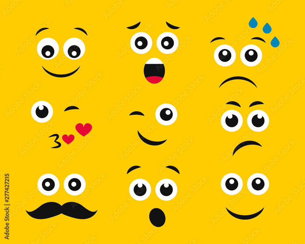 Fototapeta premium Cartoon faces with emotions