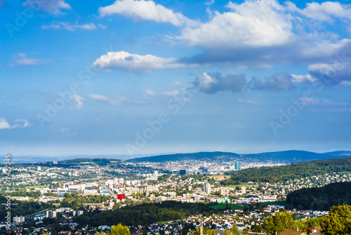 Fototapeta Naklejka Na Ścianę i Meble -  Aerial view on cityscape of Zurich from Bergdietikon