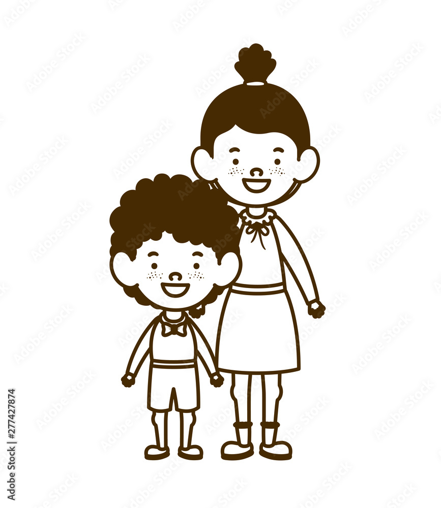 silhouette of couple of students standing on white background silhouette of couple of students standing on white background
