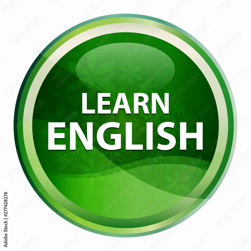 Learn English Natural Green Round Button Learn English Natural Green Round Button