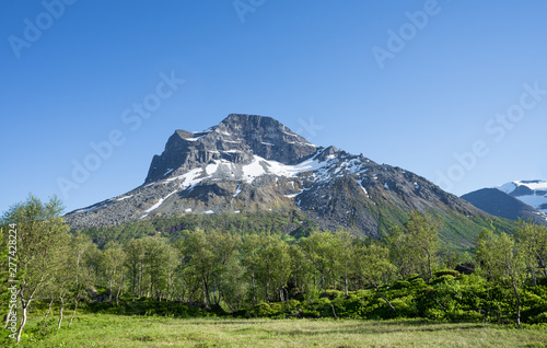 Satbakkollen - a 1,632-metre (5,354 ft) tall mountain in Sunndal Municipality in More og Romsdal county. Trollheimen mountain range, north of the Sunndalen valley. Norway.
