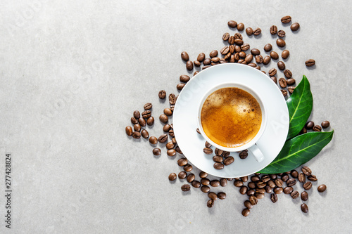 Cup of fresh made coffee served in cup