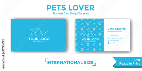 Pets lover cat dog business card design template
