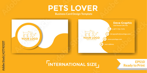 Pets cat dog modern business card design template