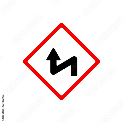 Traffic signs, curves. Vector icon