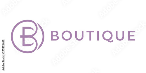 letter B minimalist feminine circle modern logo vector icon illustration