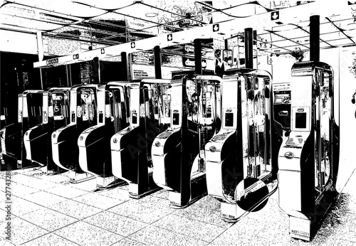 vecteur SAS ou portique de validation de billet de transport