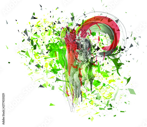 Vector abstract chaotic background. exploded lamb skull