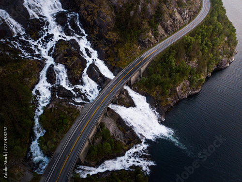 Scenic Road at Langfossen in Norway photo