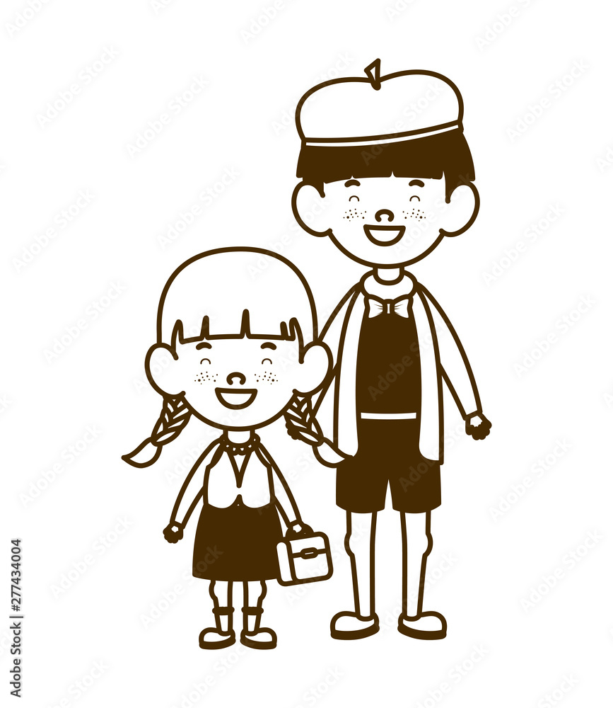 silhouette of couple of students standing on white background silhouette of couple of students standing on white background