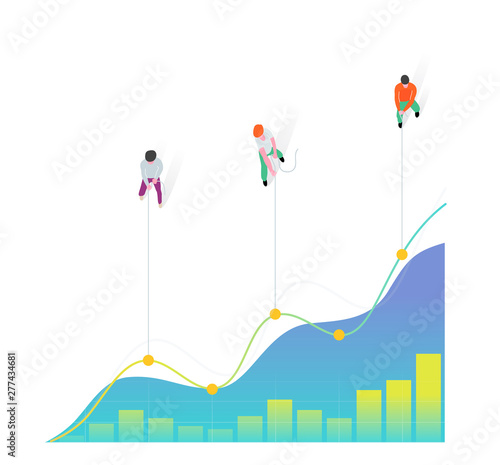 Industrial mining dump truck pulling line chart.