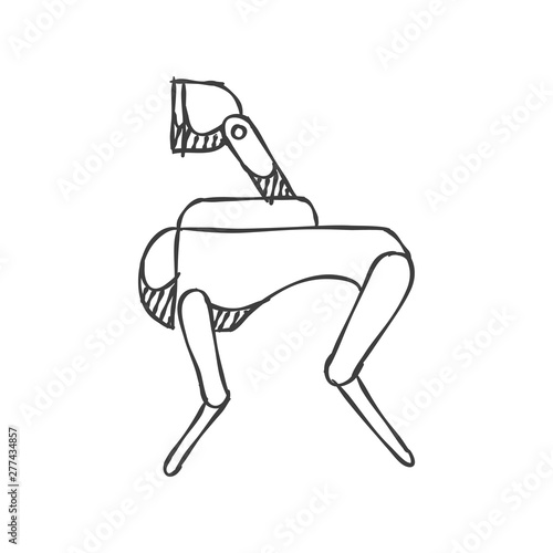 Intelligence animal robot icon in sketch style. Vector illustration.
