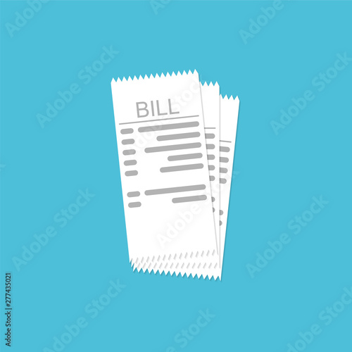 Receipt paper, bill, receipt, invoice. Vector illustration in flat style