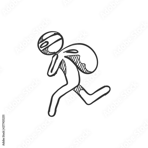icon in sketch style. Hand drawn vector illustration.Burglar icon in sketch style. Vector illustration.