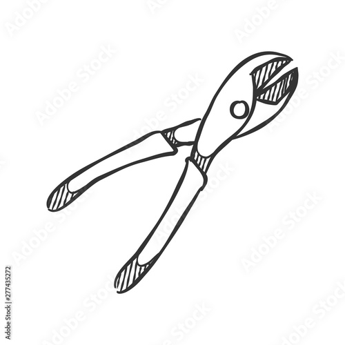 Wire cutter icon in sketch style. Vector illustration.