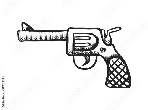 Hand drawn arm gun in vintage style. Vector illustration