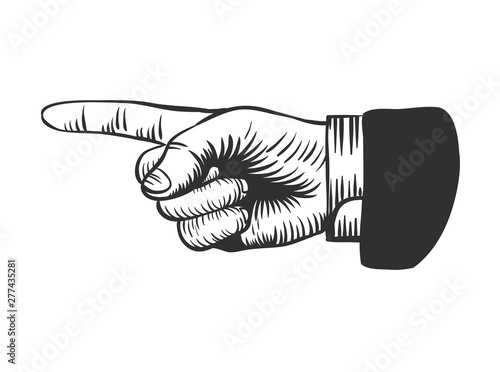 Pointing index finger in retro sketch style