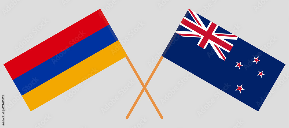 Crossed New Zealand and Armenian flags