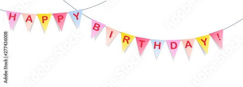 flags banner with happy birthday letters color