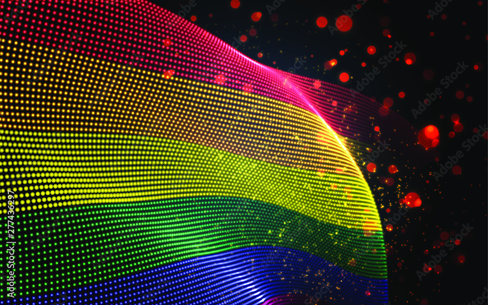 Fototapeta premium Vector bright glowing country flag of abstract dots. Rainbow LGBT