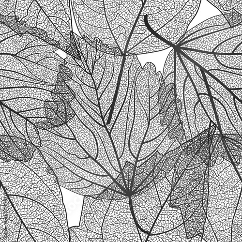 Seamless pattern with leaves hibiscus.Vector illustration.