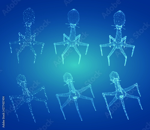 3d model of a bacteriophage, an artificial microorganism for the treatment of deadly diseases. future of medicine