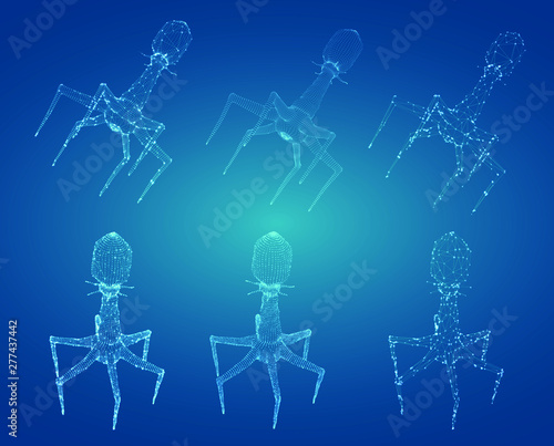 3d model of a bacteriophage, an artificial microorganism for the treatment of deadly diseases. future of medicine